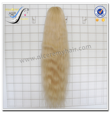 Wholesale natural wave 100% virgin human hair long blonde human hair wig