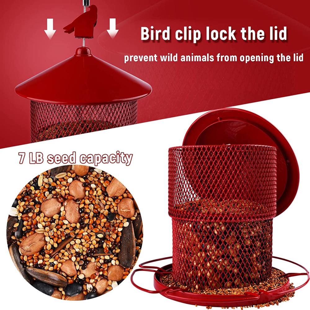 Alimentador de pájaro colgante pesado rojo sólido