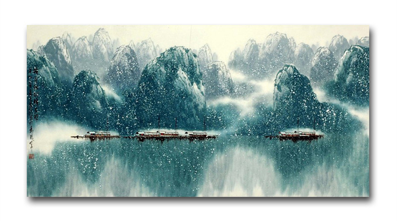 Home Decoration Beautiful Landscape Chinese Ink Painting Mountain Wall Art