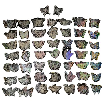 Holographic Butterfly Stickers - 100pcs Transparent PET Laser Stickers