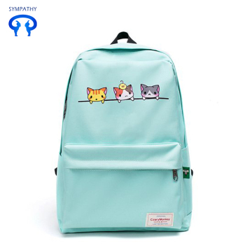 New nylon cute cat backpack lady bag