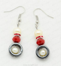 blue crystal hematite earring