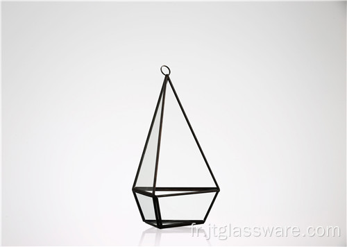 Dessus de table de lanterne de terrarium en verre géométrique transparent