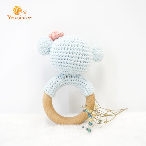 Jouets de bébé de dentition Koala en bois de hêtre au crochet