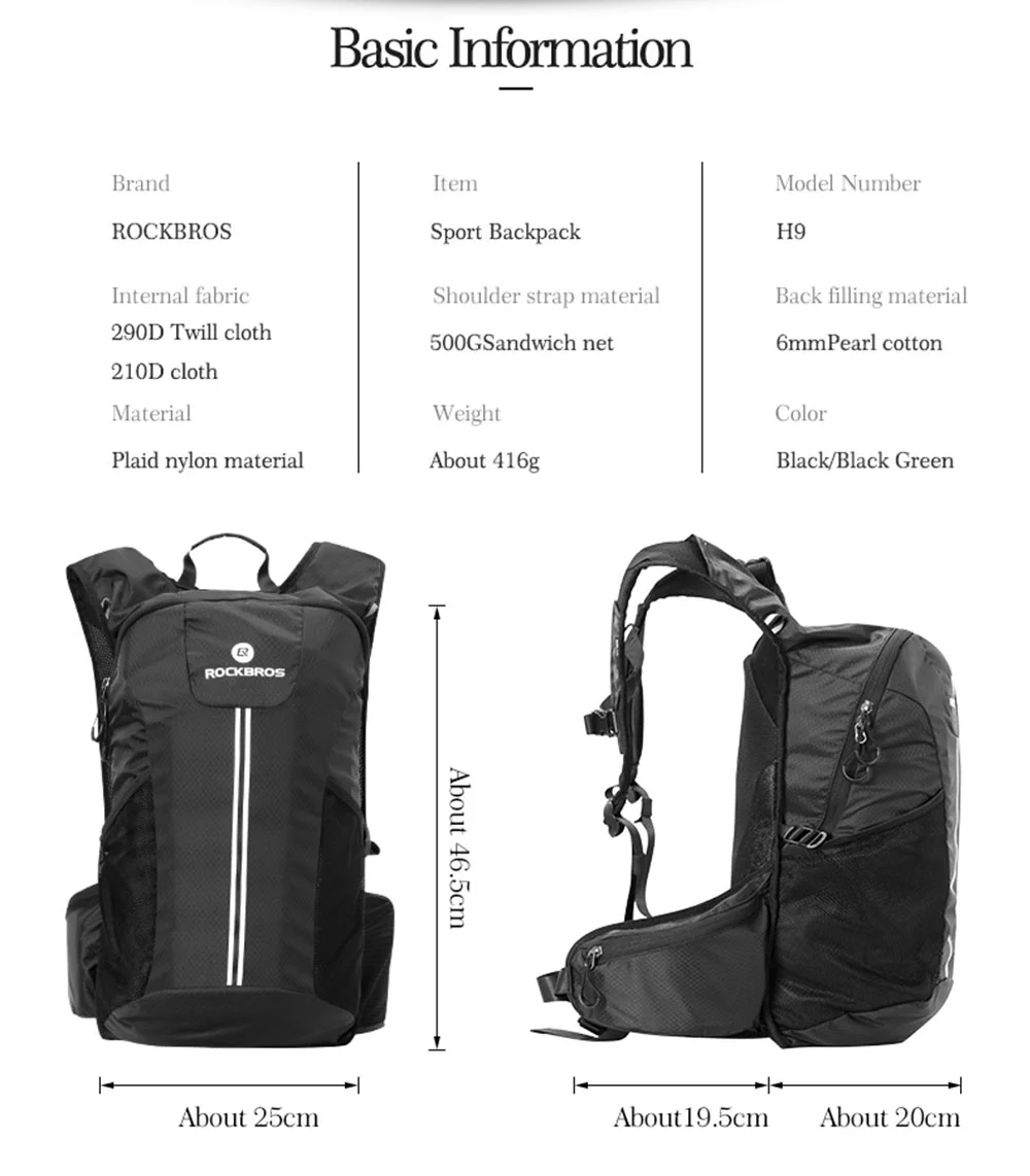 Rockbros Hot-Selling Outdoor Sports Cycling Hiking Camping Climbing Daily Training Backpack