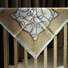 Retro Silk Square with Belt Print Design