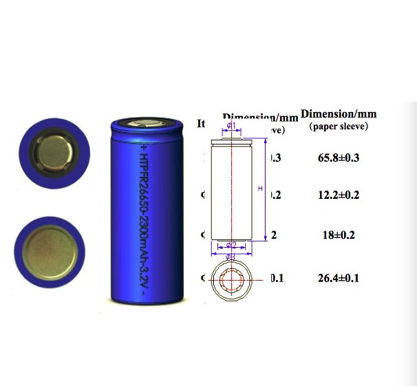 High Discharge Rate Cylindrical 3.2V 2.5ah 2500mAh 26650 LiFePO4 Battery