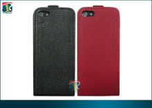 Red, Black Durable Pu Iphone3 Flip Lichi Leather Case, Iphone 5 Leather Pouch Case