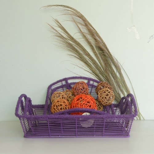 Purple rectangular wire storage basket