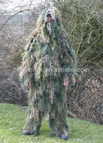 military woodland camo Ghillie Suit green leaf suit