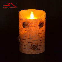 flameless moving wick Birch Bark Electric Wax Candle