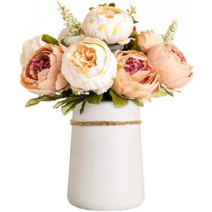 Silk Peony Bouquet con vaso ceramico
