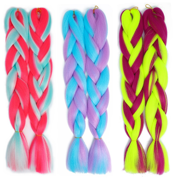 Rainbow Mix Colorful Synthetic Braiding Hair Extensions Soft Jumbo Crochet Braids