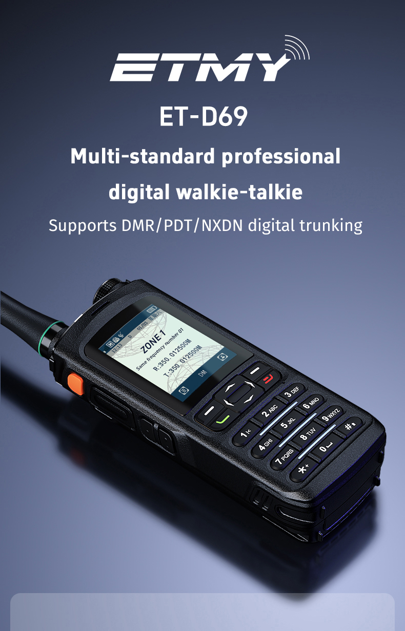 NXDN VHF/UHF Digital & Analog Portable Radios ET-D69 Walkie Talkie Handheld