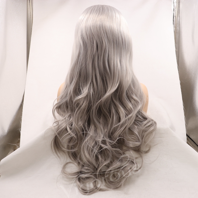 Vigorous mono long premium high quality straight wholesale black women synthetic hair wigs with lace front