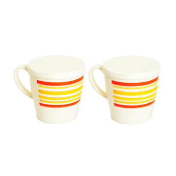 Plastic Cup Stripe Printed With Lid