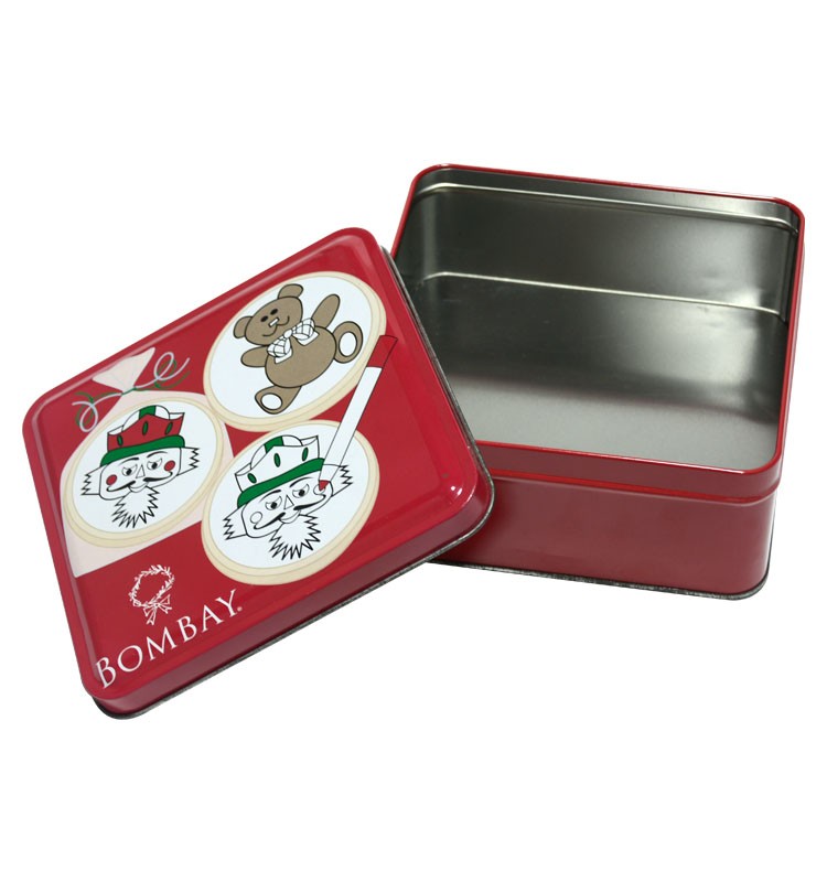 Square Shape White Tin Valentine Cookie Box