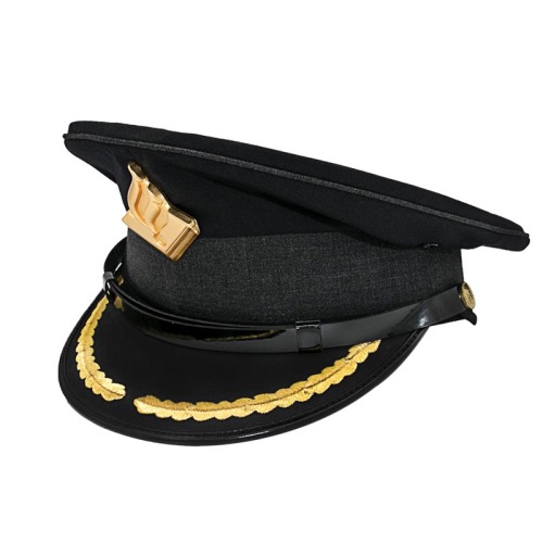 Schwarze Militäruniform Kleid Hüte Stickflecken