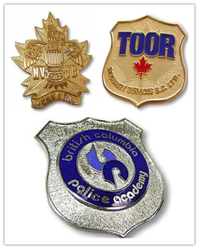 Gold/Chrome Plated Metal Badges and Pins