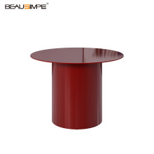 Wine Red High-Gloss Round Coffee Table Tokie Series