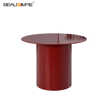 Wine Red High-Gloss Round Coffee Table Tokie Series