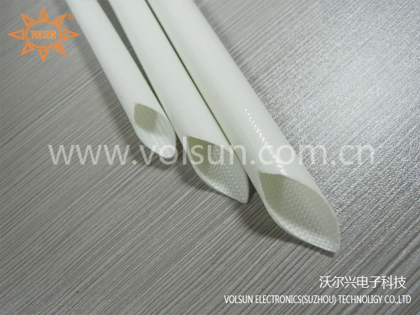 White Self-Extinguishing Silicone Fiberglass Sleeving