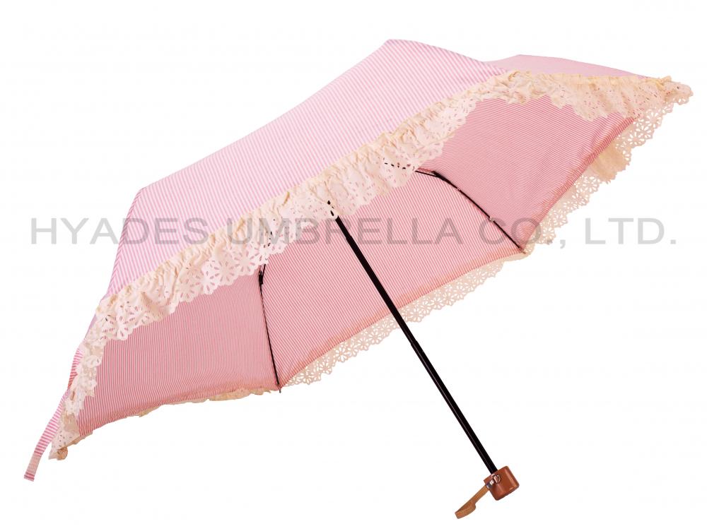 Heat Cut Cute Ruffle Lace 3 Folding Umbrella