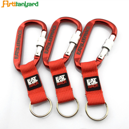 PVC Label Sewing on Lanyard with Carabiner