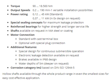 Reduction motor for transporting sewage