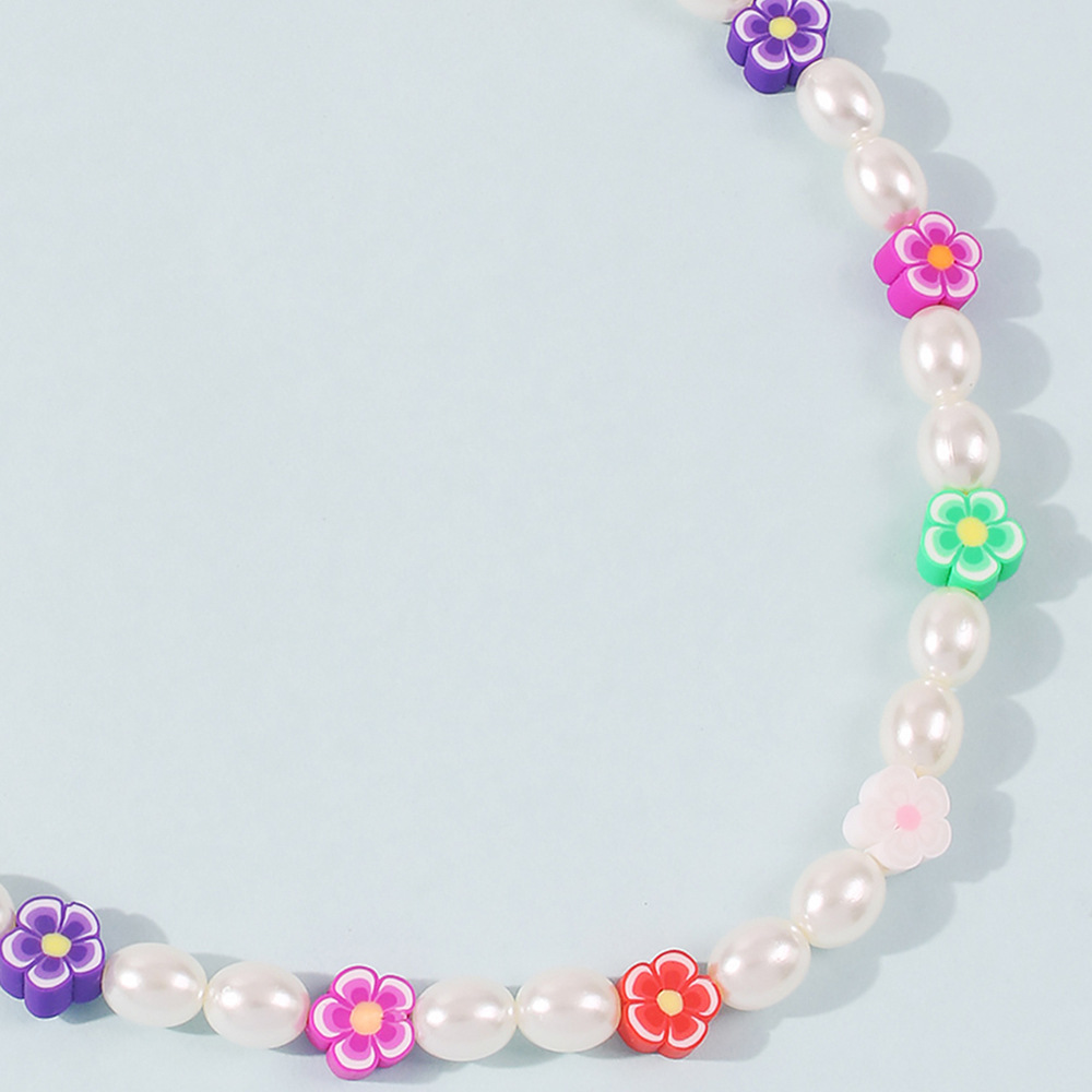 Beauty Pearl Chain Rainbow Flower Necklace Beach Necklace For Holiday