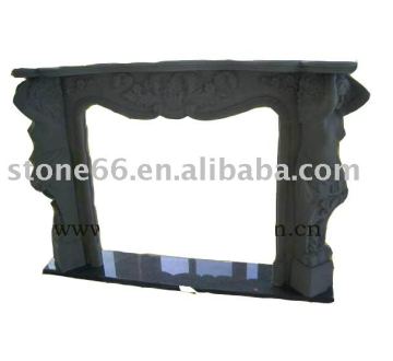 black granite fireplace