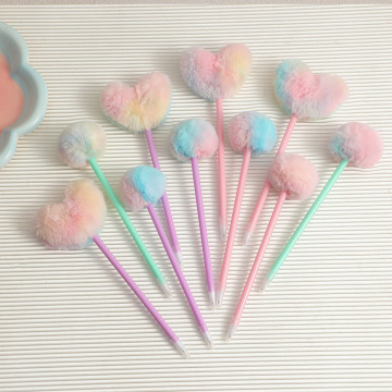 Cute Colourful Pom Pom Plush Gel Ink Pen with Fuzzy Ball