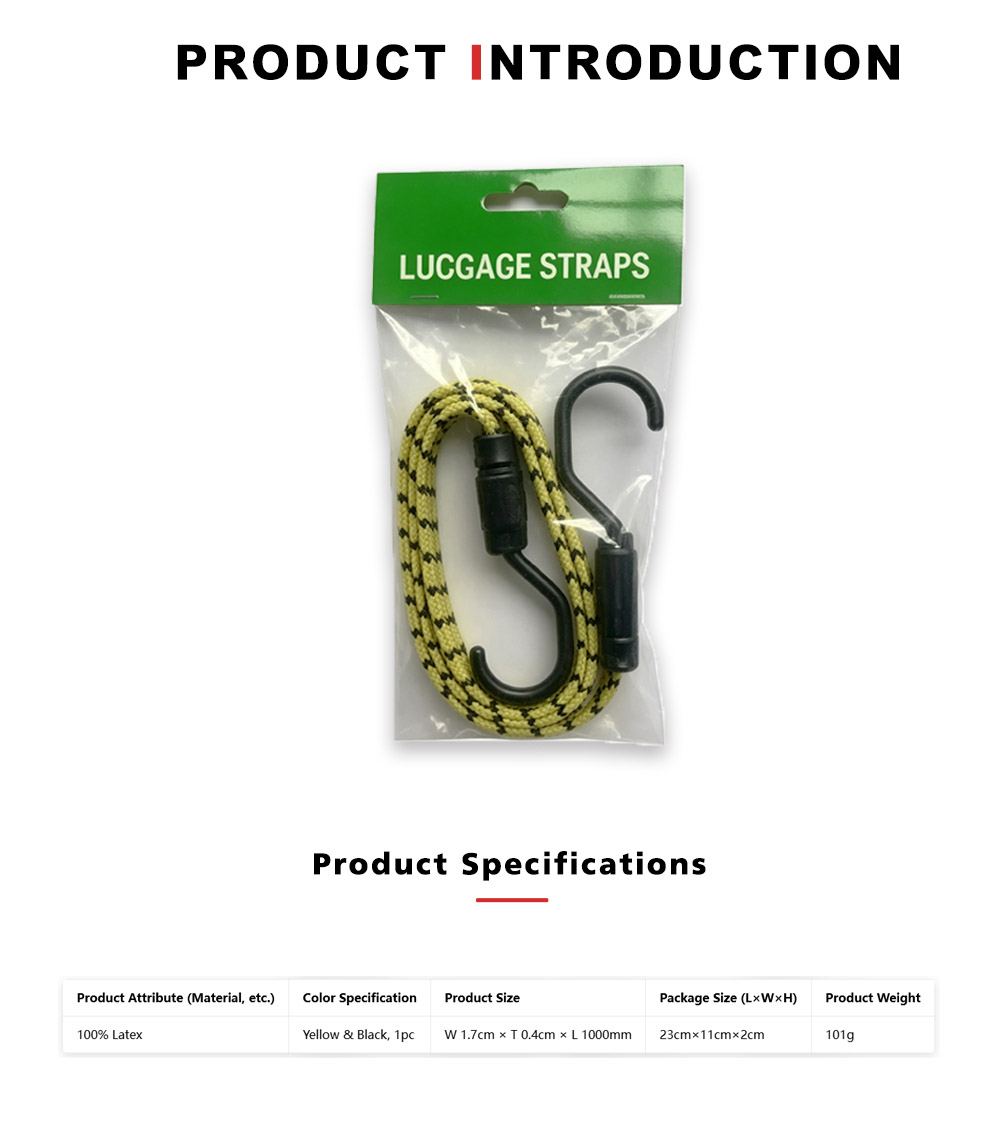 حزام بنجي مطاطي كامل من اللاتكس للأمتعة x Full Latex Elastic Bungee Strap for Luggage x