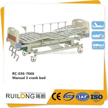 Three Crank Bed Manual Hospital Healthcare Furniture