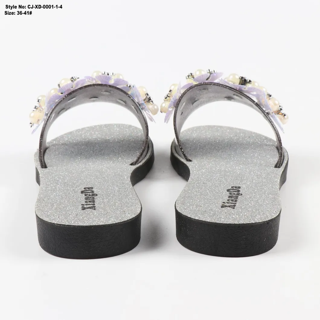 Superstarer 2020 Design Summer Rhinestone Beads Slippers for Women Fashion EVA Wedge Flip-Flops