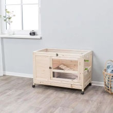 Portable Wooden Rabbit Hutch with Ramp - Pet House Cage for Sale