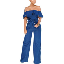 Women's Stylish Off-the-Shoulder Denim Jumpsuits