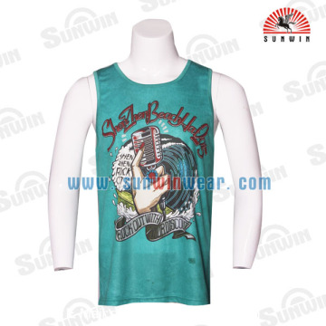 Sublimation printing wholesale polyester tank tops&100 polyester tank tops men