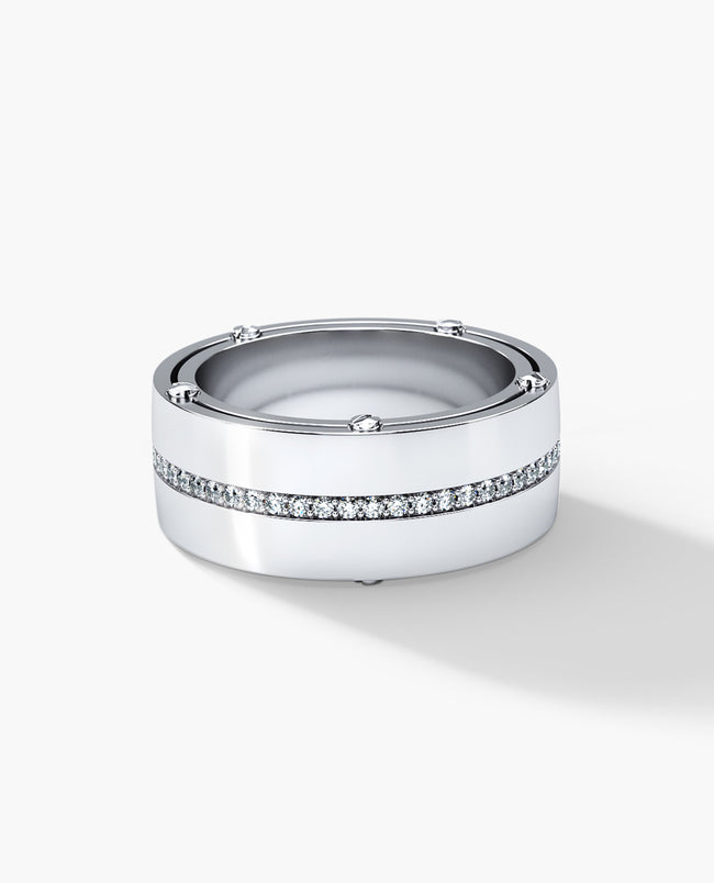 FLORAL JEWELRY มุมมองภาพตัดขวางด้านวงแหวนอุตสาหกรรมสามชั้นแสดงตำแหน่งสกรู