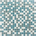 Blue mixed white glass mosaic tiles