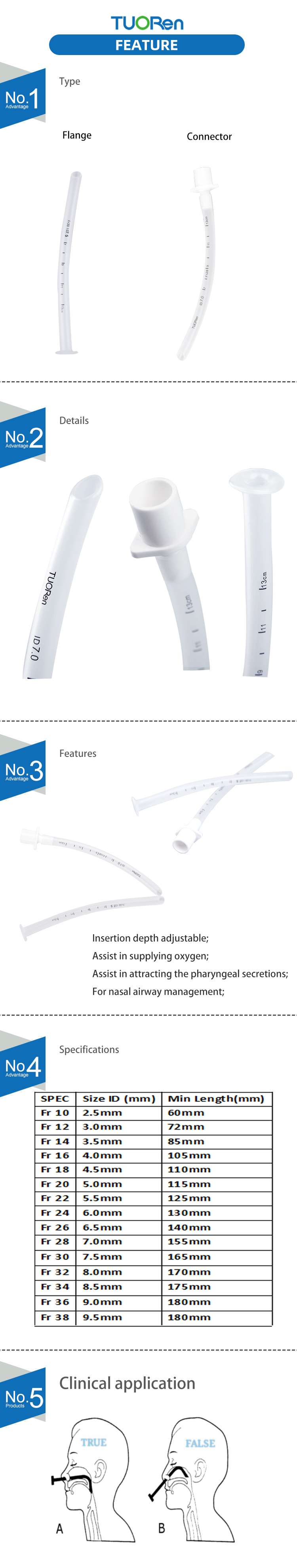 wholesale medical supplier disposable nasopharyngeal nasal airway tube