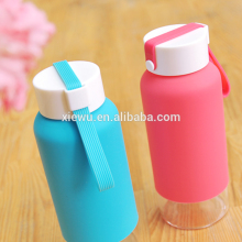 X&W 400ml environmental glass cup with decoration glass water bottle bpa free