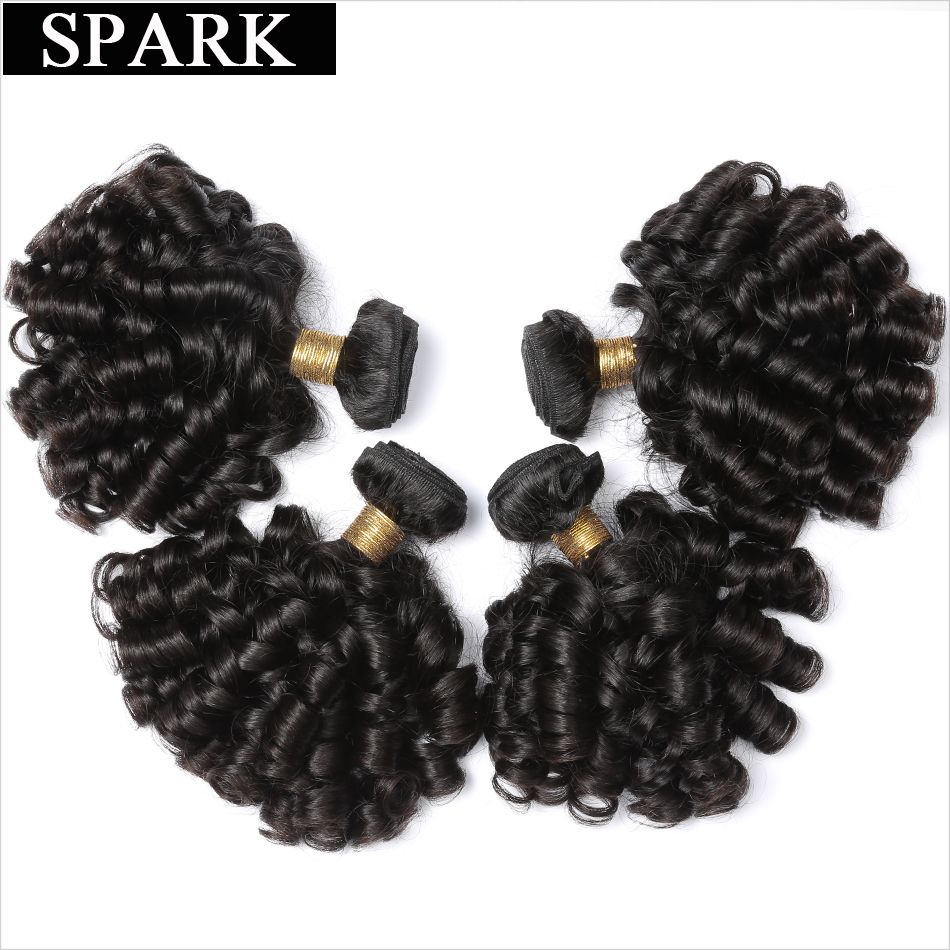 SPARKBouncy Curl Weave Funmi Hair Bundles With Closure Spiral Curly Weave Bundles With Lace Closure 4x4 Unprocessed natural hair