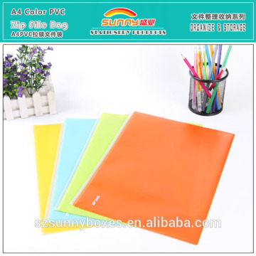 A4 Translucent Colorful PVC/Vinyl Zip Lock Document File Bag