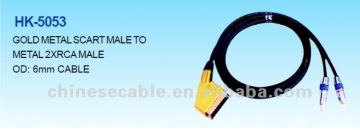 ROHS Compliant 6mm Male to Male Type Scart Lead Adapter Cable