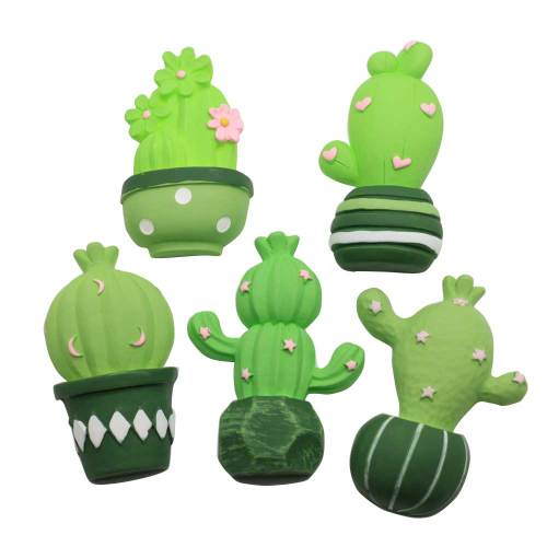 Cactus Kawaii Cactus Flatback Resina Cabujones Álbum de recortes para teléfono Lazo de pelo Decoración Adornos Artesanía de bricolaje