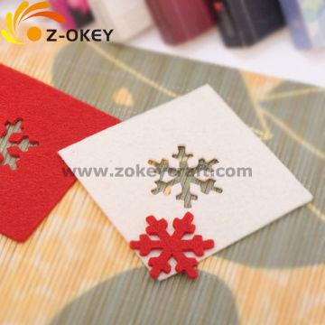 2015 new Snowflake laser cut square pad Christmas felt coaster