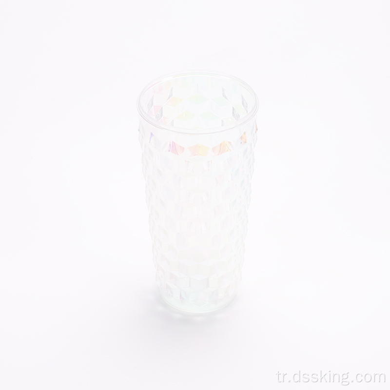 500ml Yeni Tasarım Perçin şekli Rhomboid desen tarzı su şişesi yeniden kullanılabilir plastik fincan