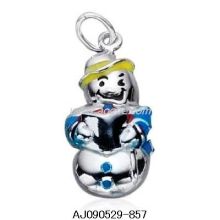 TrendToGo Sterling Silver Colored Snowman Charm
