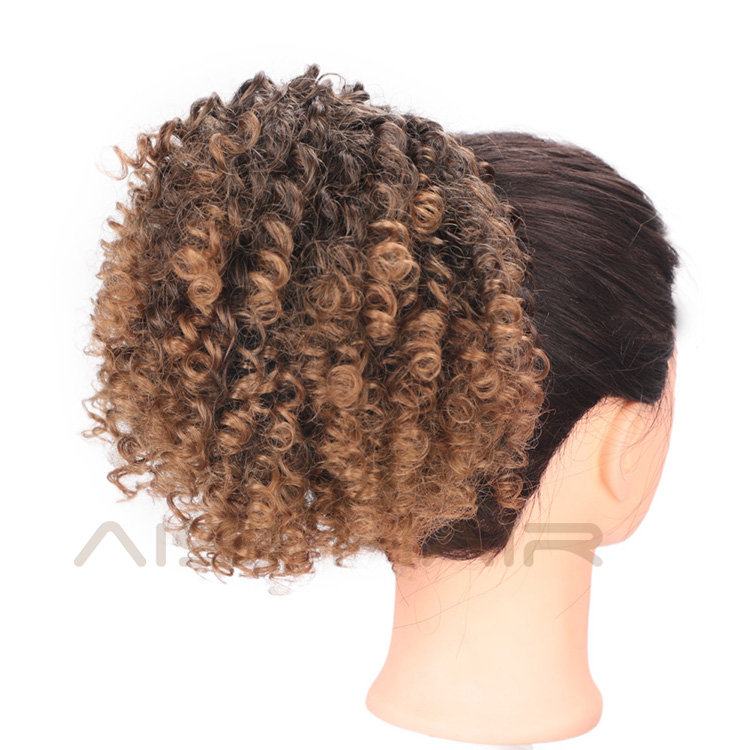 Aisi Hair Heat Resistant Synthetic Fiber Drawstring Puff Ponytails Afro Curly Clip In Hairpieces for Black Women